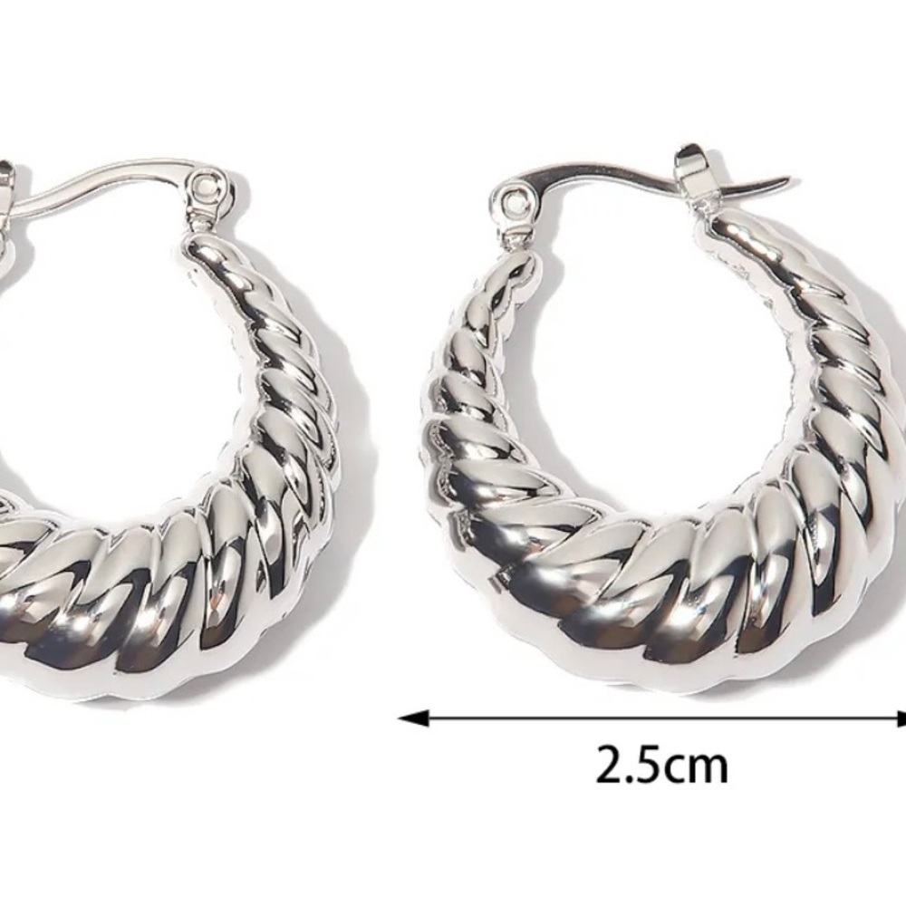 Silver croissant hoop earrings